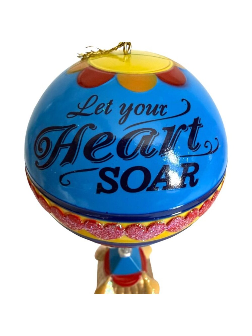 2 Kurt Adler Hot Air Balloon Christmas Ornaments Inspirational Words Plastic VTG - Picture 5 of 10